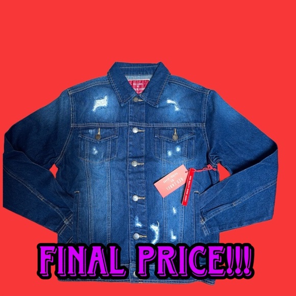 Distressed Dark Denim Jacket-XL - Picture 1 of 4